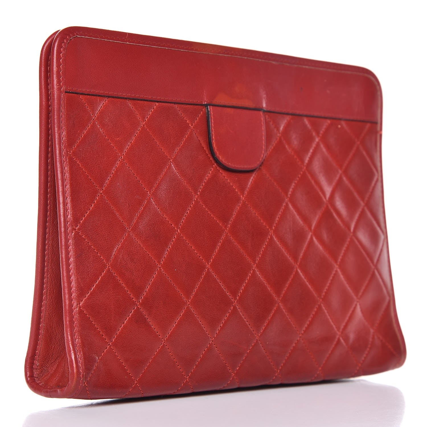Chanel Lambskin Quilted CC Clutch Red 3 of 16