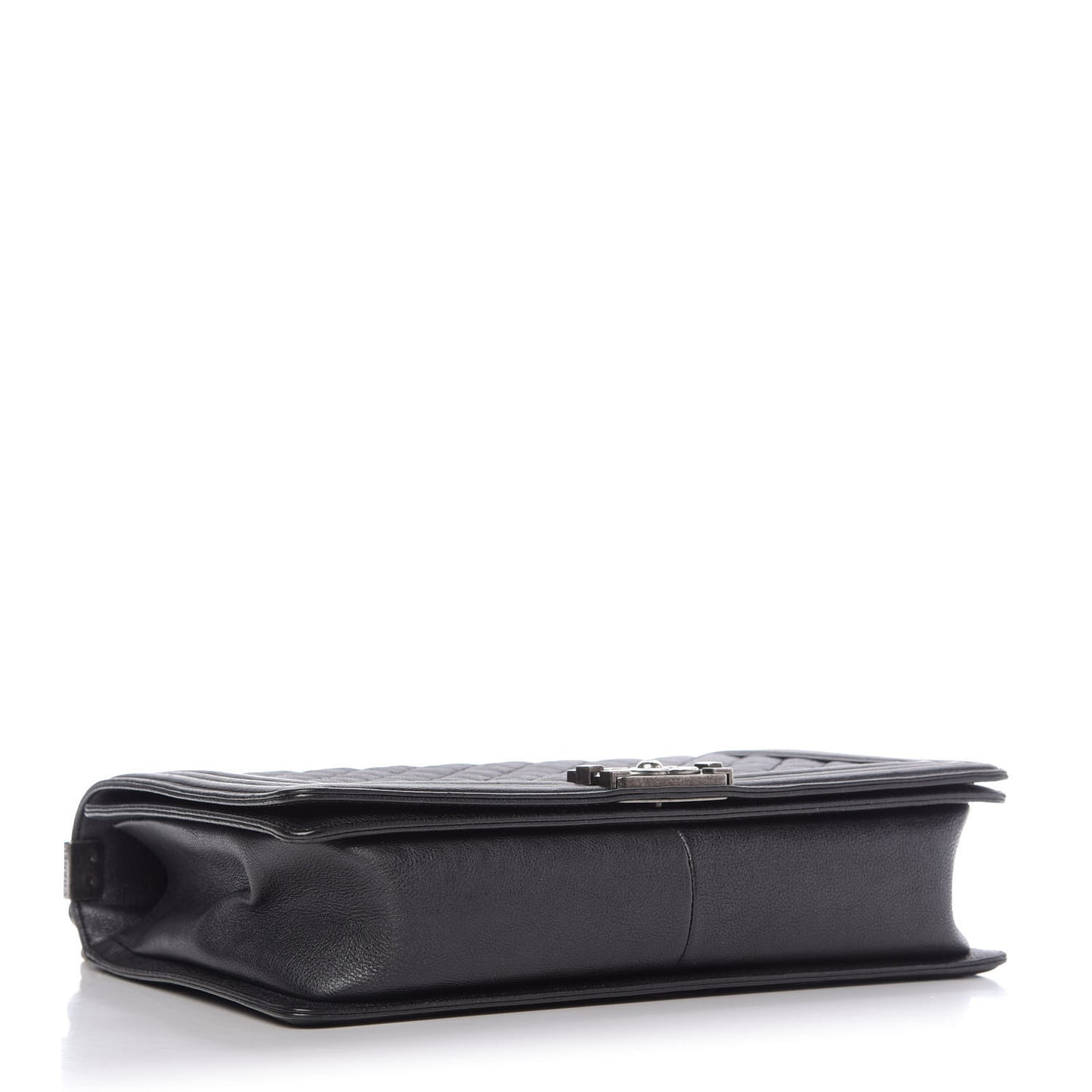 Calfskin Quilted Large Boy Flap Black