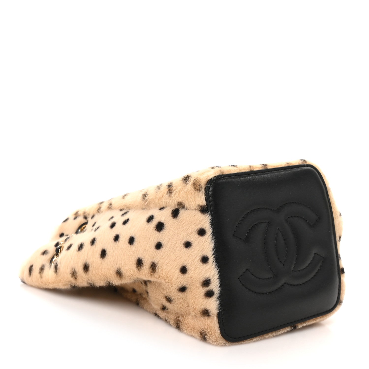 Chanel Pony Hair Cheetah Printed CC Chain Bucket Bag Light Beige Black 3 of 10