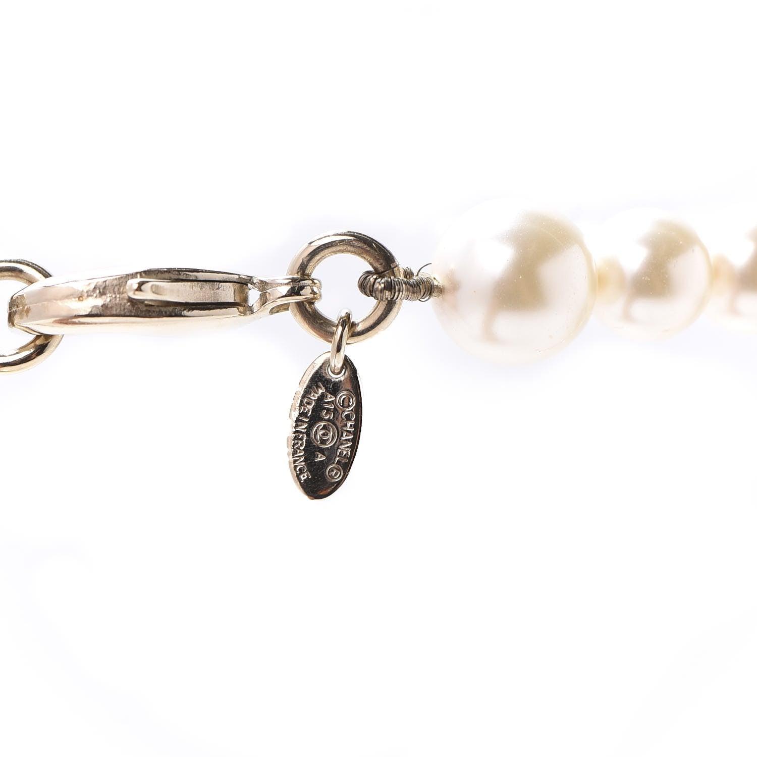 Chanel Crystal Pearl CC Short Necklace Gold 6 of 7