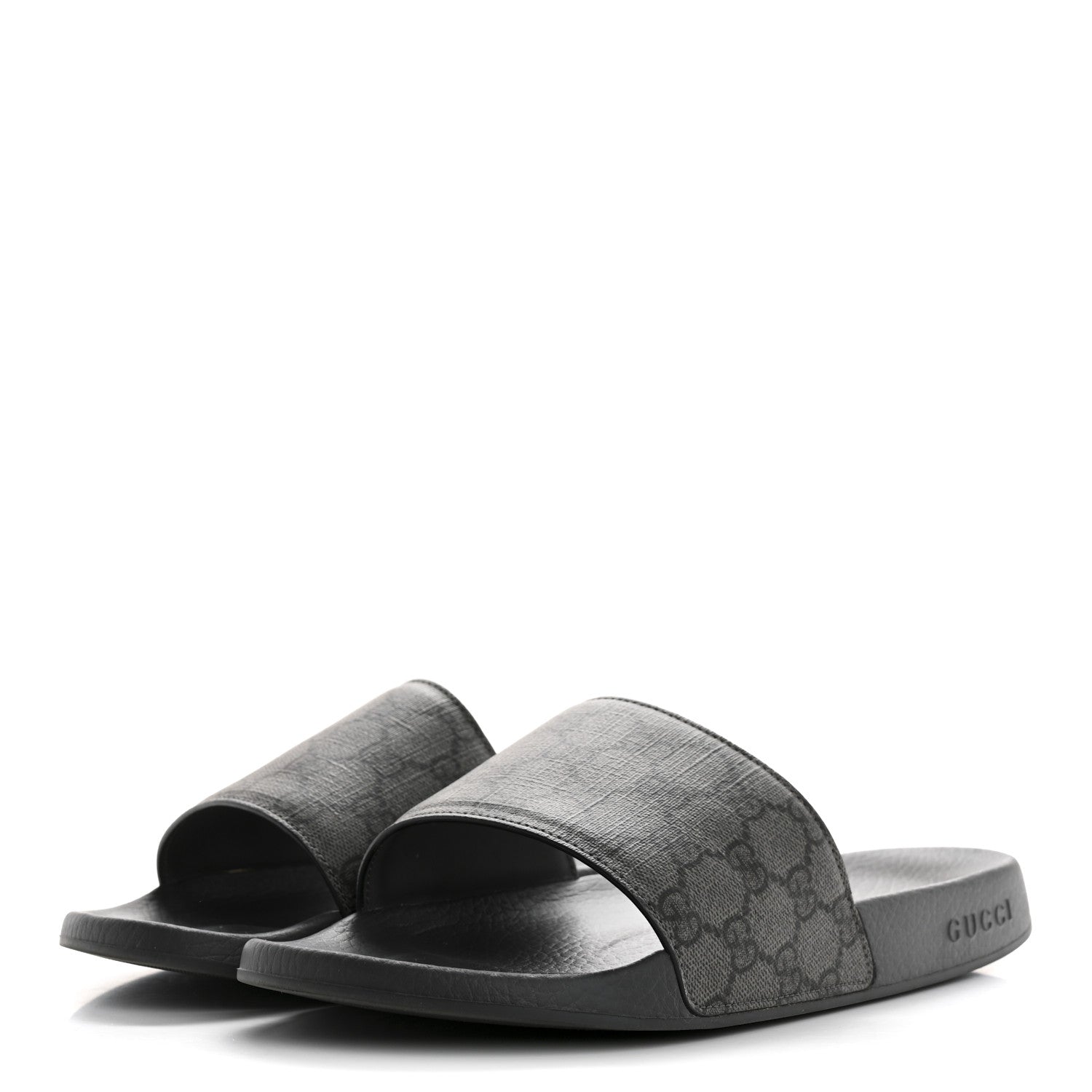 Gucci GG Supreme Monogram Mens Slide Sandals 9 Grey Black 4 of 9