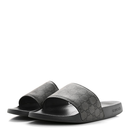Gucci GG Supreme Monogram Mens Slide Sandals 9 Grey Black 4 of 9