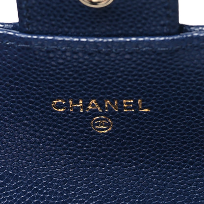 Chanel Caviar Quilted Flap Card Holder Wallet Navy Blue 6 of 10