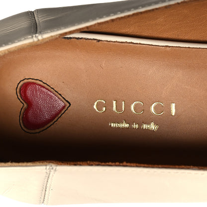 Gucci Betis Glamour Calfskin Web Pearl Embellished Peyton 75mm Loafer Pumps 40 Mystic White 8 of 8