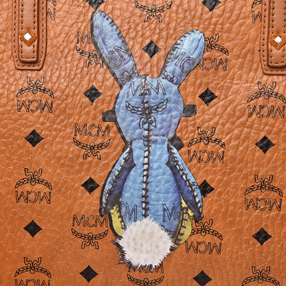 MCM Visetos Medium Rabbit Top Zip Shopper Tote Cognac 11 of 12