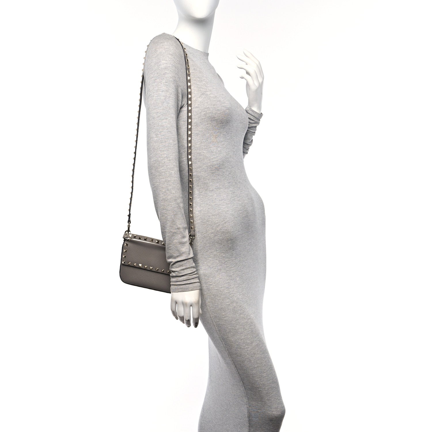 Valentino Garavani Grainy Calfskin Rockstud Crossbody Pouch Moon Taupe 2 of 12