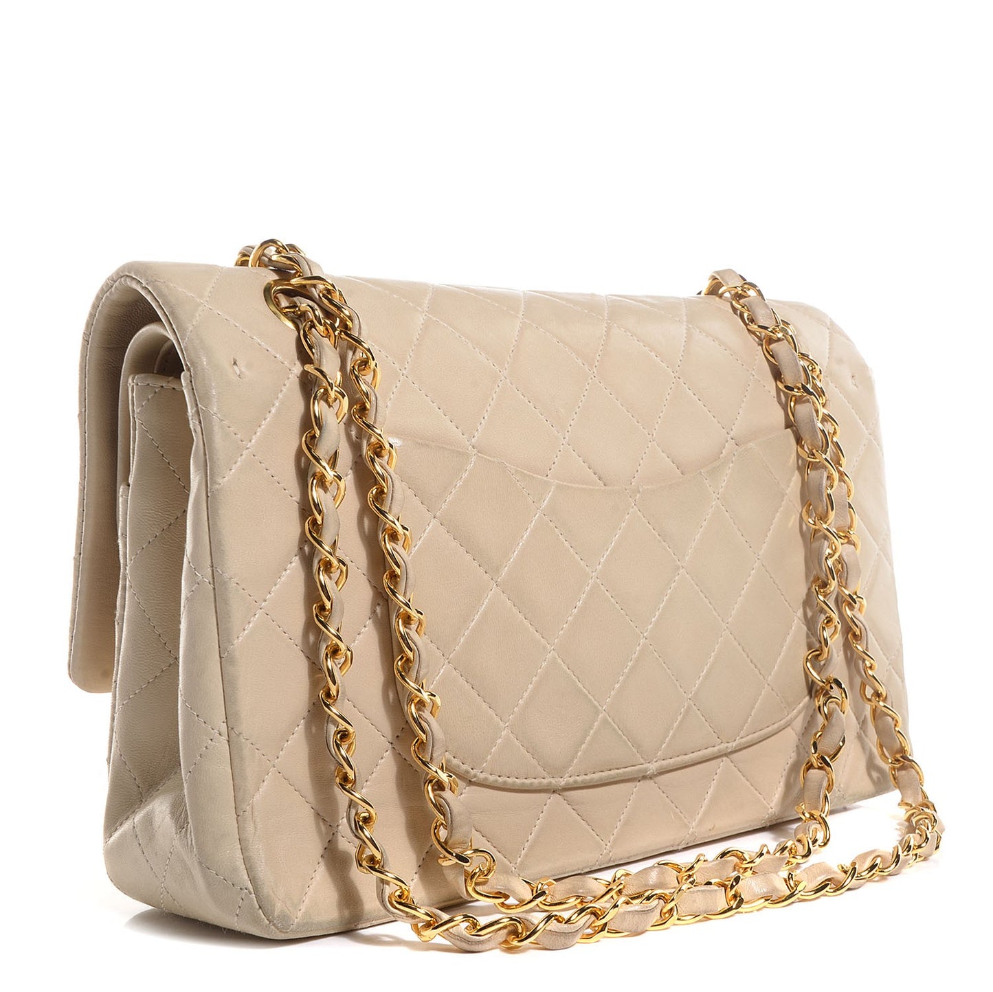 Lambskin Medium Double Flap Light Beige