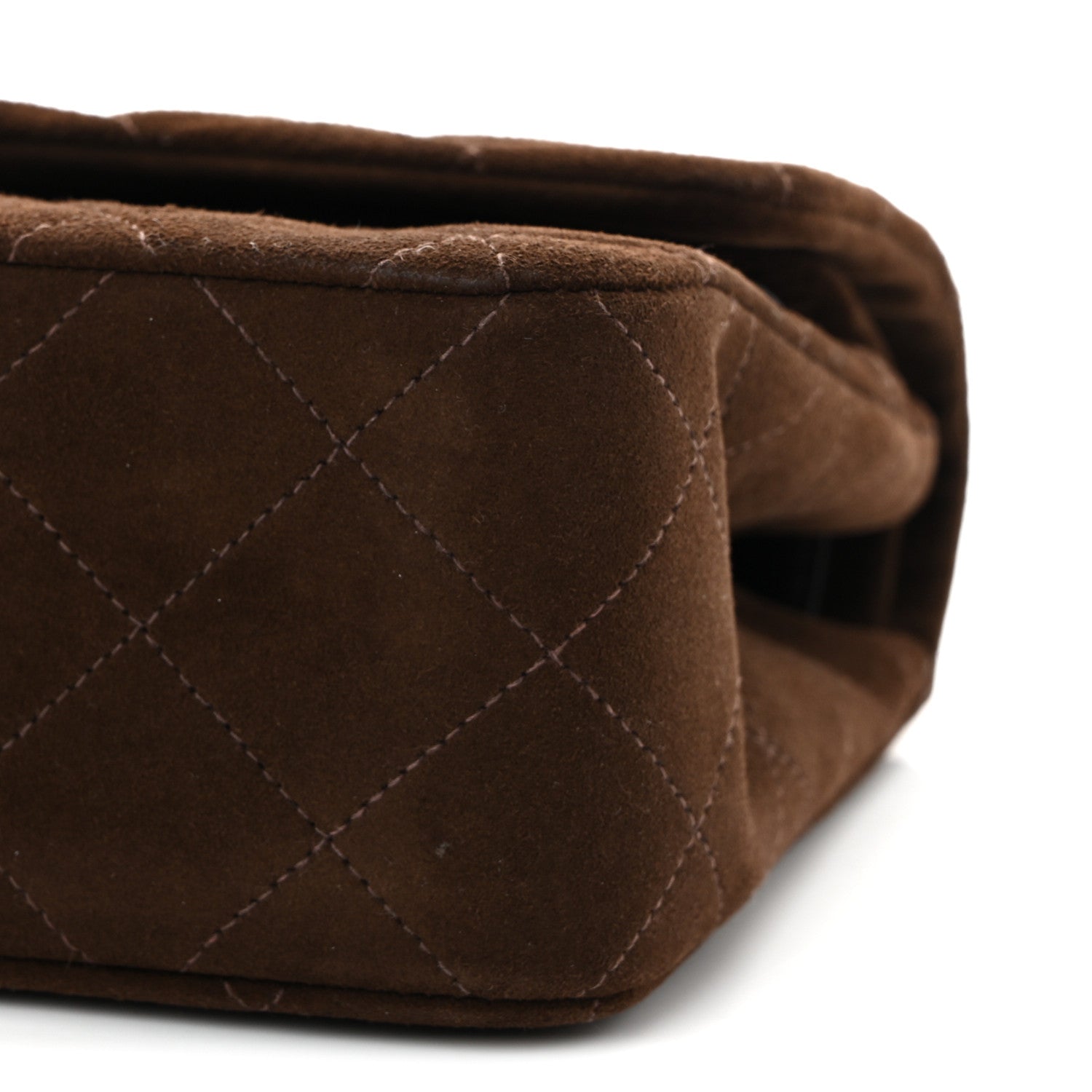 Chanel Suede Quilted Small Double Flap Dark Brown 10 of 11