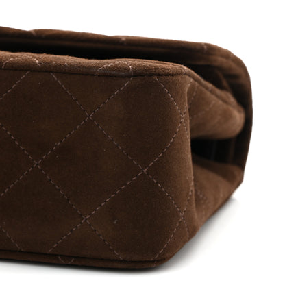 Chanel Suede Quilted Small Double Flap Dark Brown 10 of 11