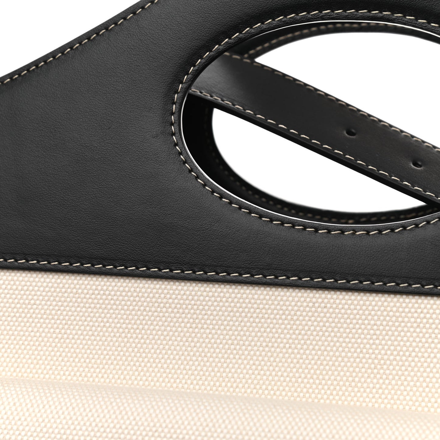 Canvas Smooth Calfskin Two Tone Medium Pocket Bag Natural Black