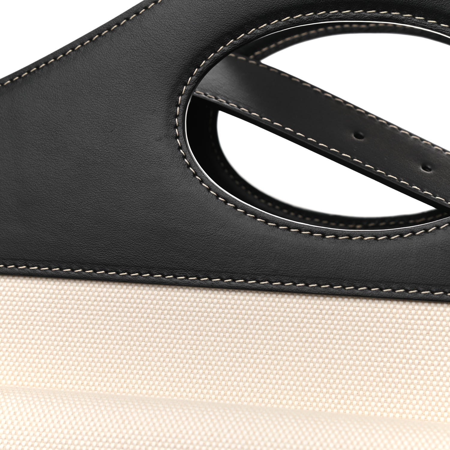 Burberry Canvas Smooth Calfskin Two Tone Medium Pocket Bag Natural Black 9 of 10