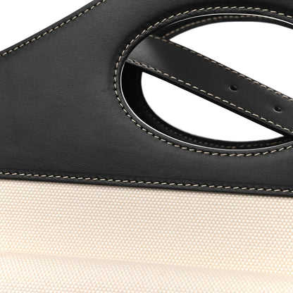 Burberry Canvas Smooth Calfskin Two Tone Medium Pocket Bag Natural Black 9 of 10
