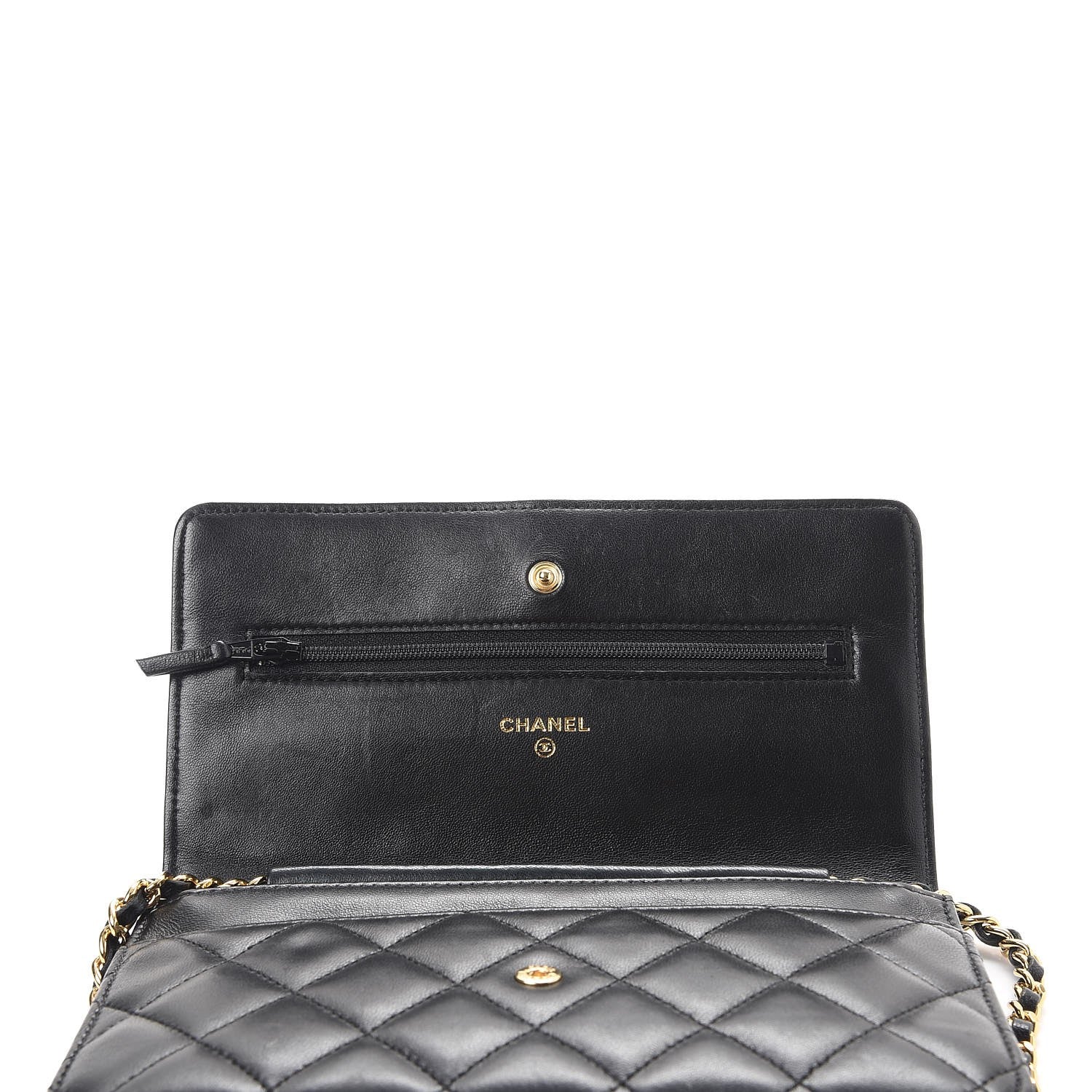 Chanel Lambskin Quilted Wallet On Chain WOC Black 9 of 9
