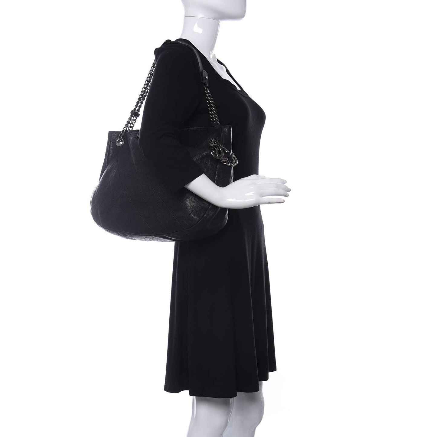 Caviar Quilted Simply CC Hobo Black