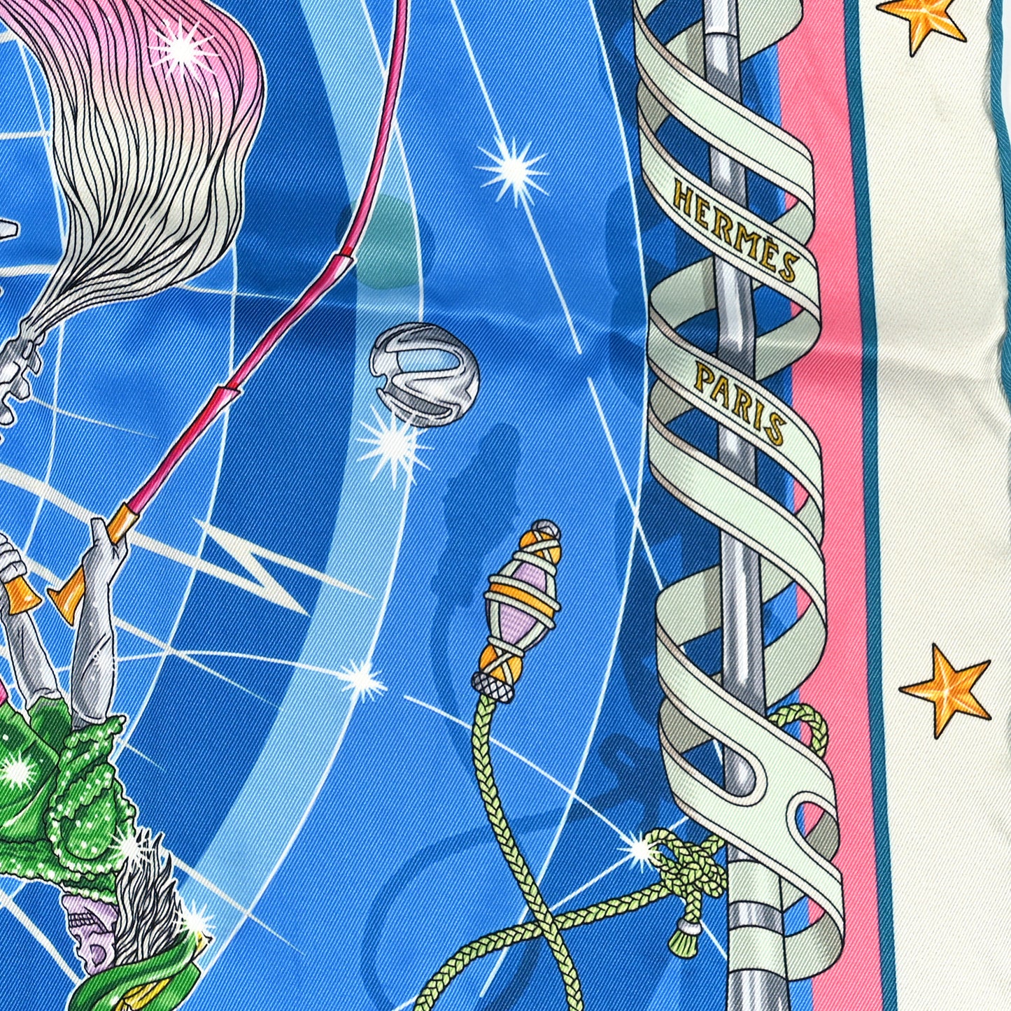 Silk Chorus Stellarum Scarf 70 Gris Perle Bleu Azur