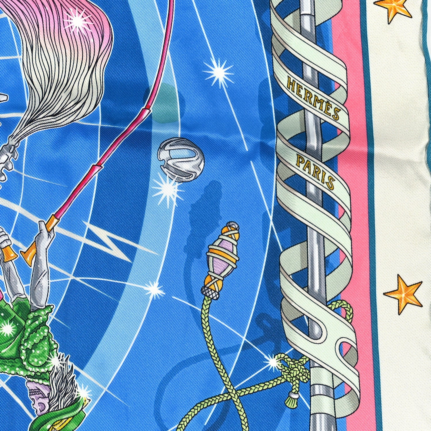 Hermes Silk Chorus Stellarum Scarf 70 Gris Perle Bleu Azur 4 of 5