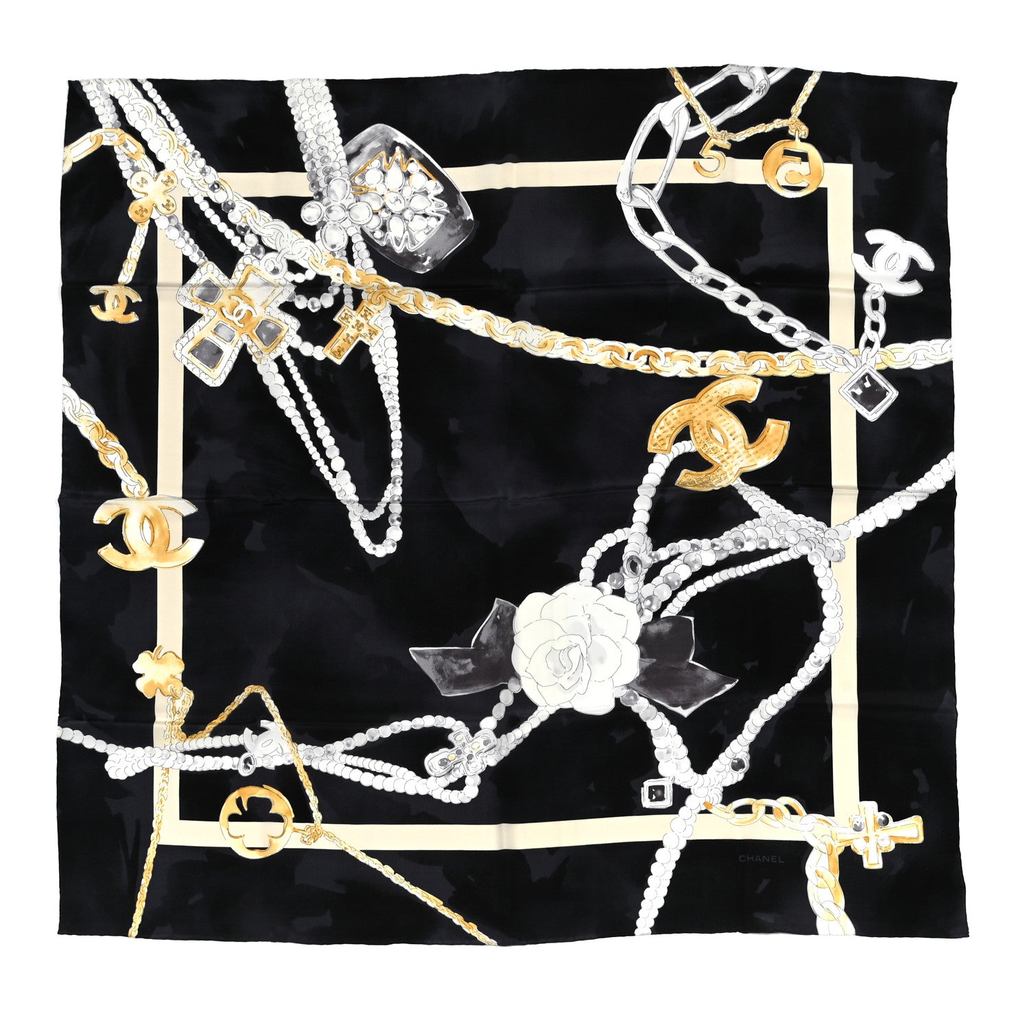Chanel Silk CC Square Scarf Black 1 of 3