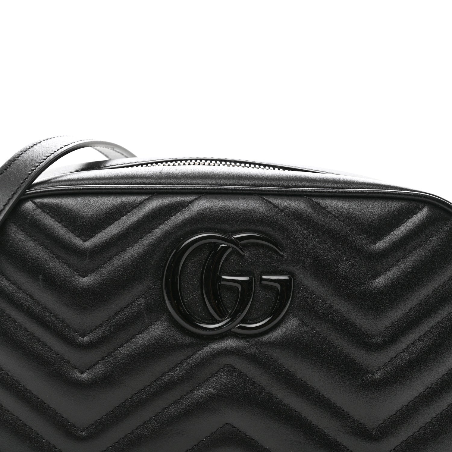 Gucci Calfskin Matelasse Monochrome Small GG Marmont Chain Shoulder Bag Black 5 of 10