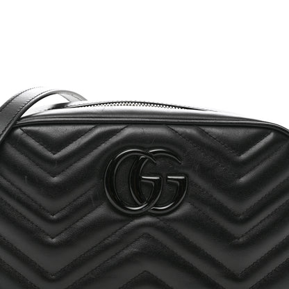 Gucci Calfskin Matelasse Monochrome Small GG Marmont Chain Shoulder Bag Black 5 of 10