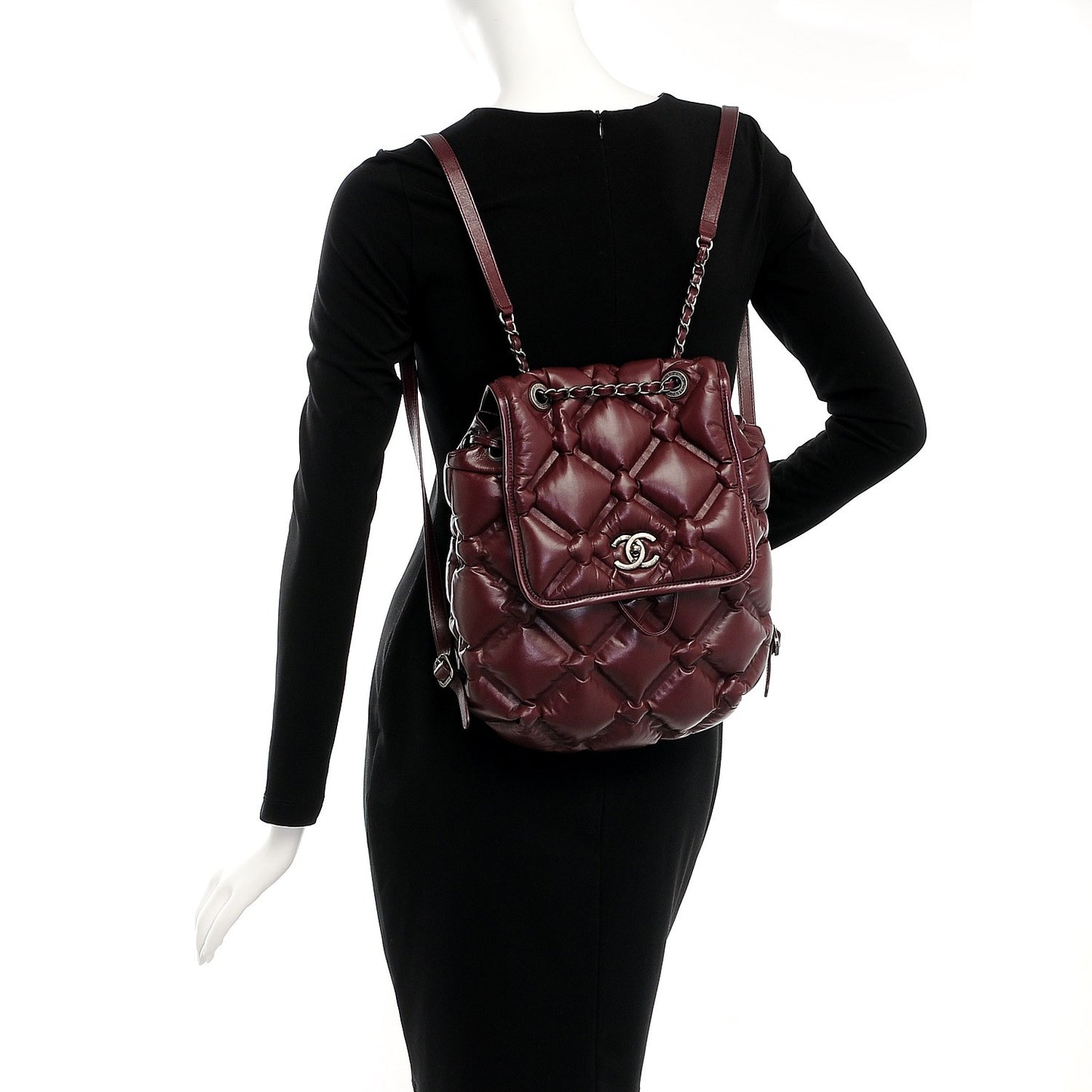 Calfskin Quilted Chesterfield Backpack Burgundy