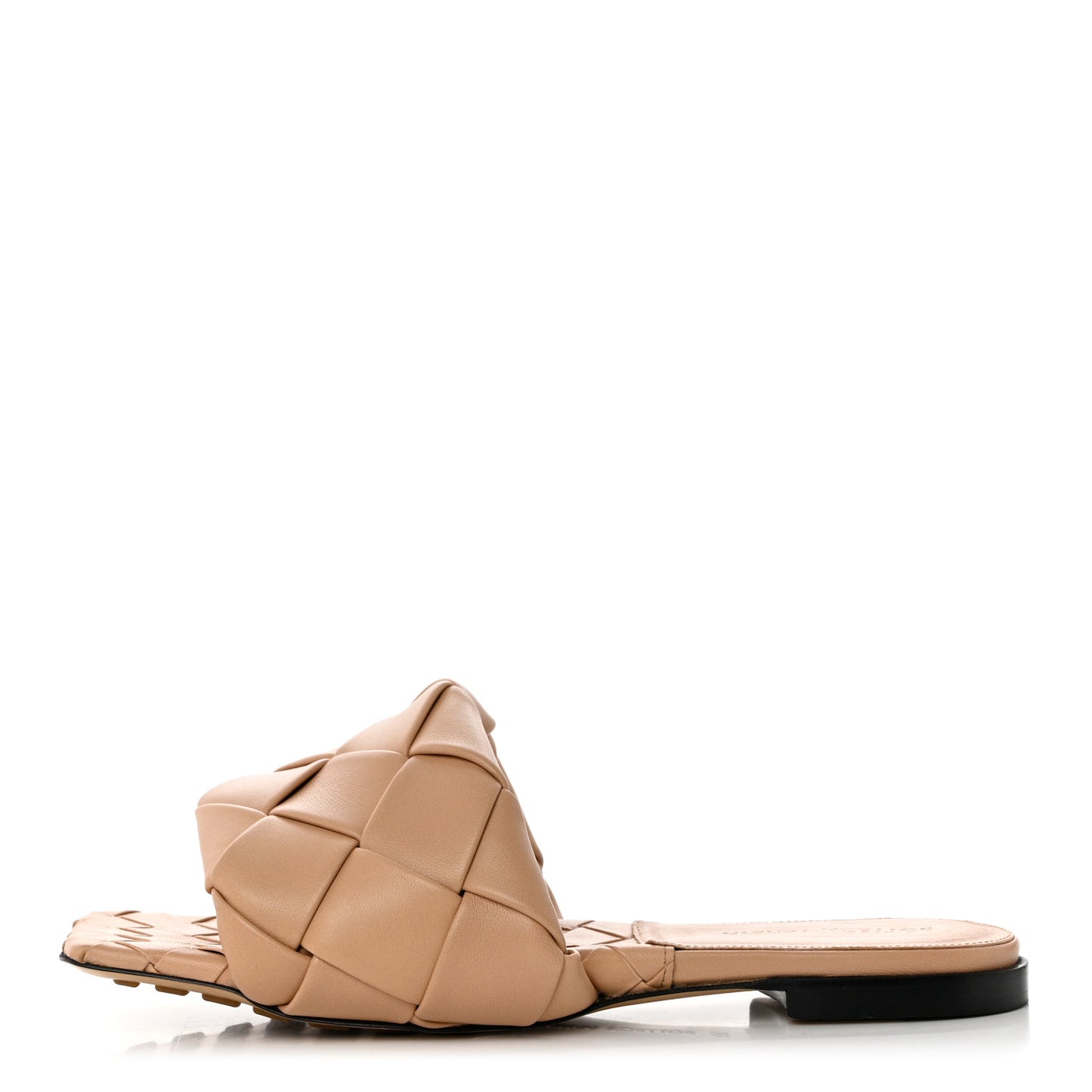 Nappa Maxi Intrecciato Lido Flat Sandals 38 Tan