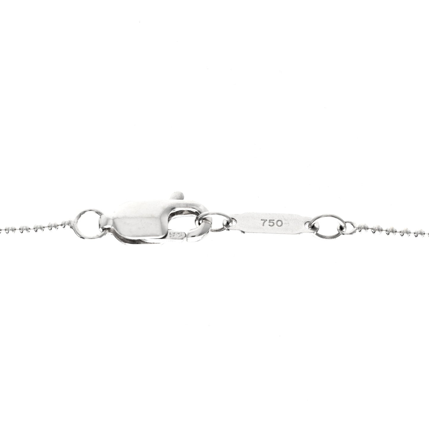 18K White Gold Diamond Clover Key Pendant Bead Necklace