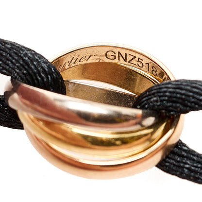 Cartier 18k Pink Yellow White Gold Trinity Adjustable Cord Bracelet Black 4 of 8