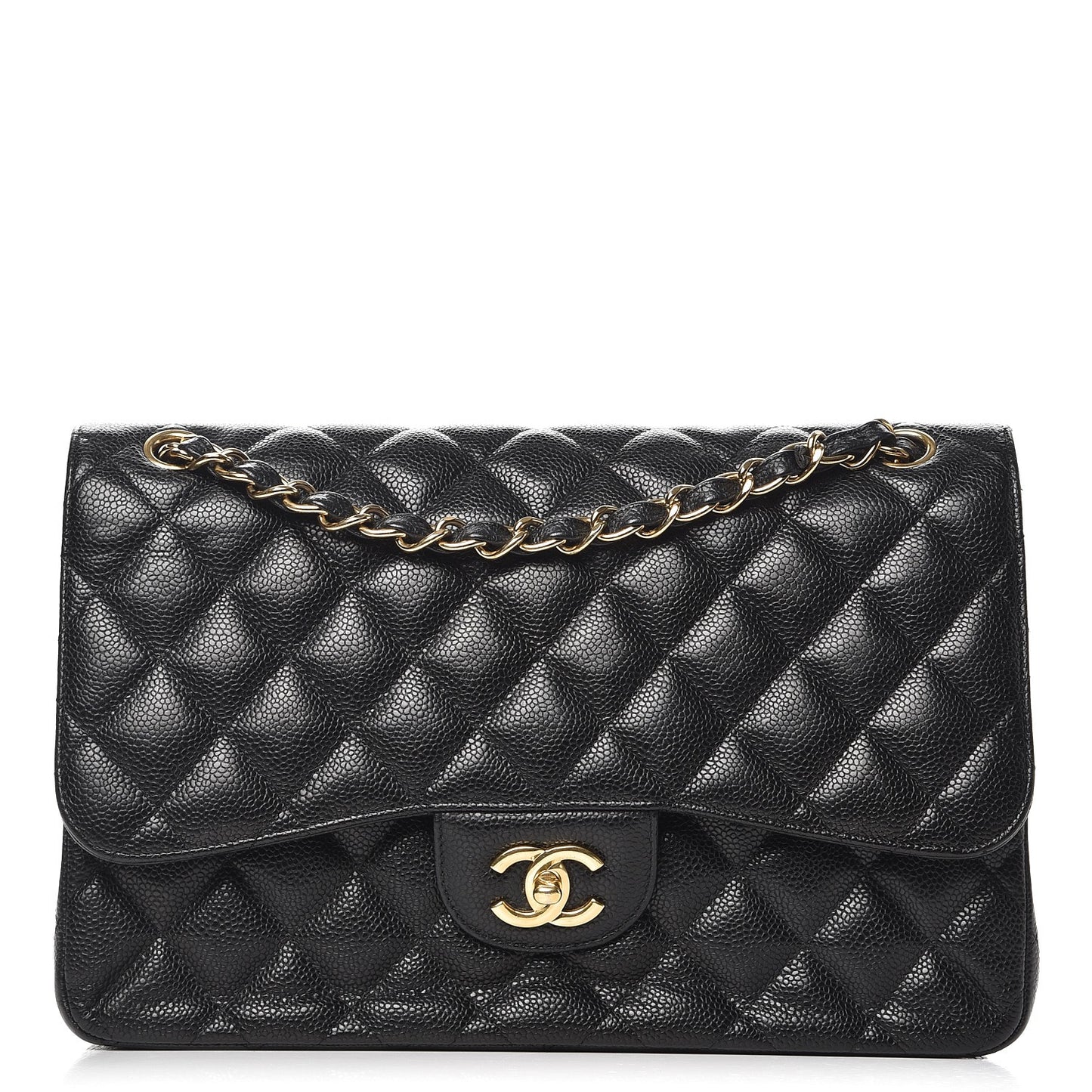 Caviar Quilted Jumbo Double Flap Black