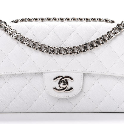 Chanel Caviar Quilted East West Flap Bijoux Chain White 7 of 10