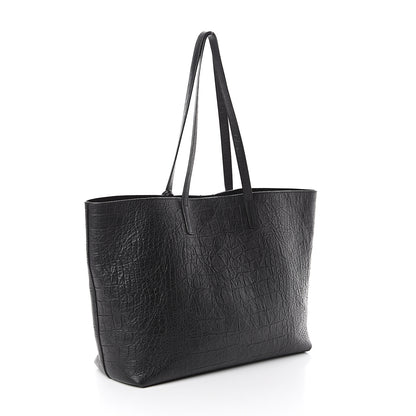 Saint Laurent Calfskin Crocodile Embossed Large Shopper Tote Black 2 of 8