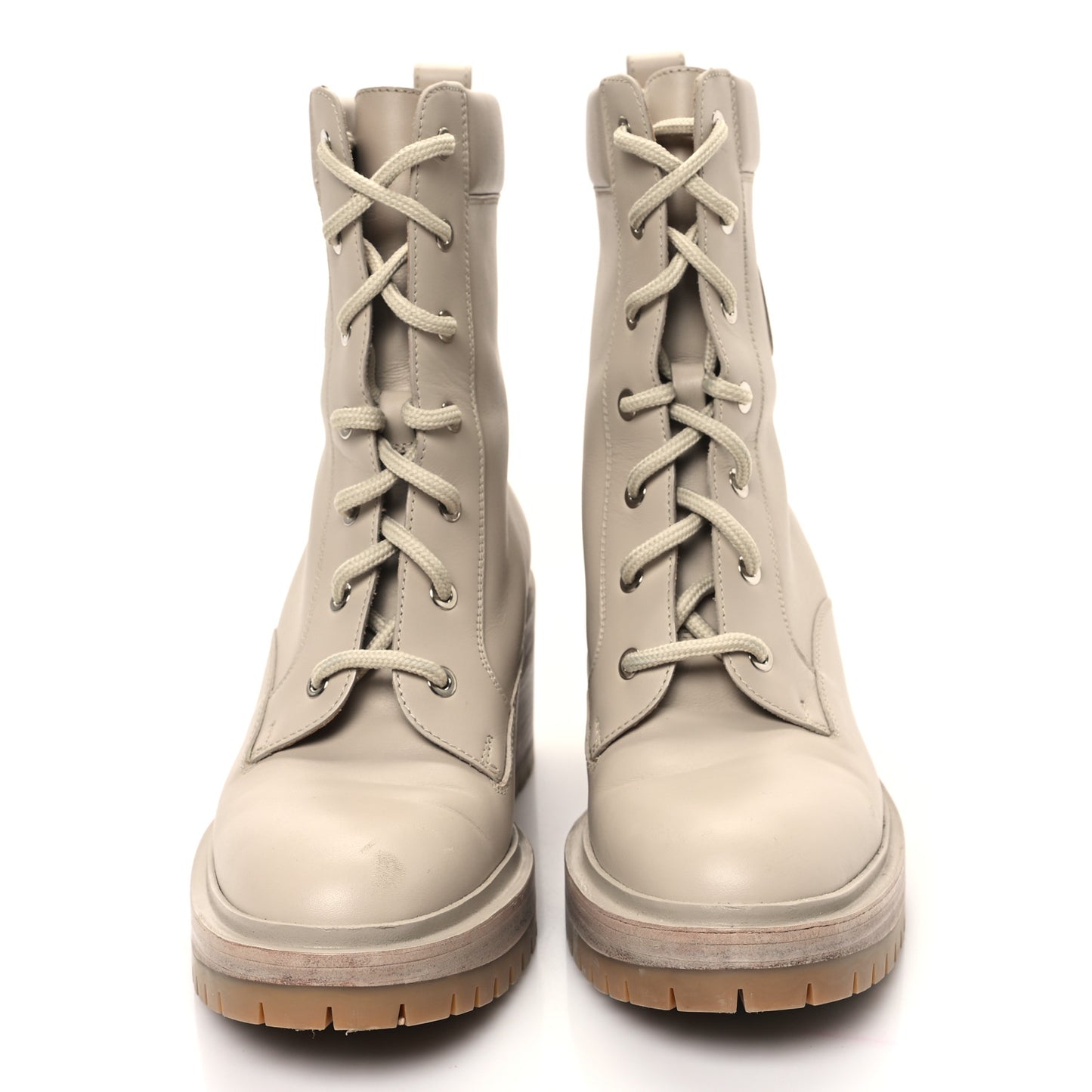 Calfskin Bridge Ankle Boots 37 Beige Grege