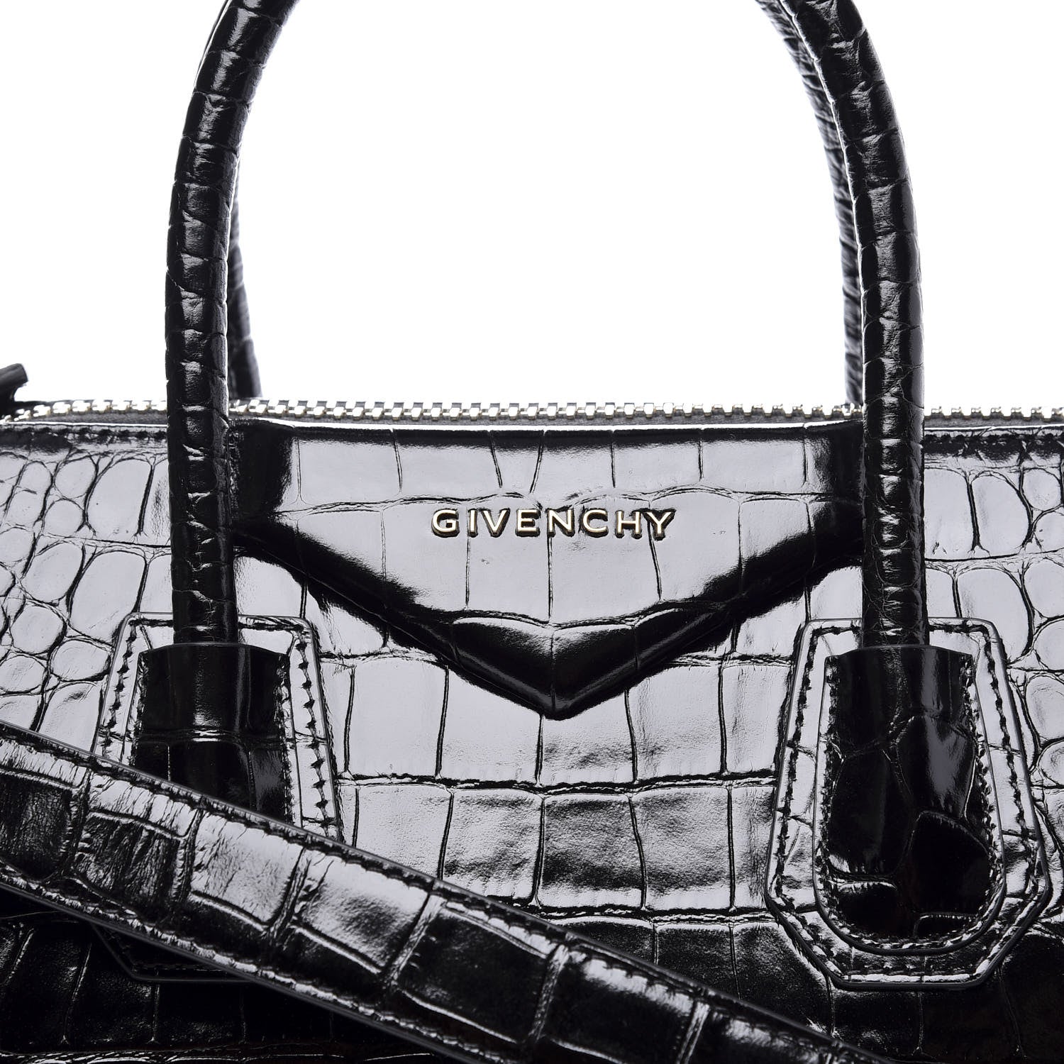 Givenchy Calfskin Crocodile Embossed Small Antigona Black 9 of 9