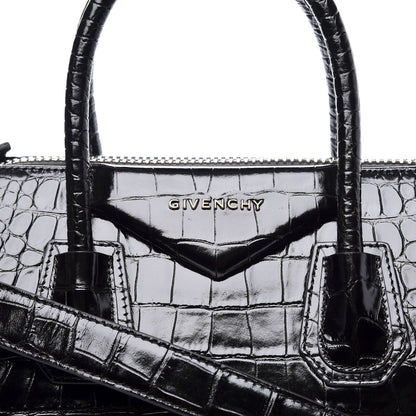 Givenchy Calfskin Crocodile Embossed Small Antigona Black 9 of 9
