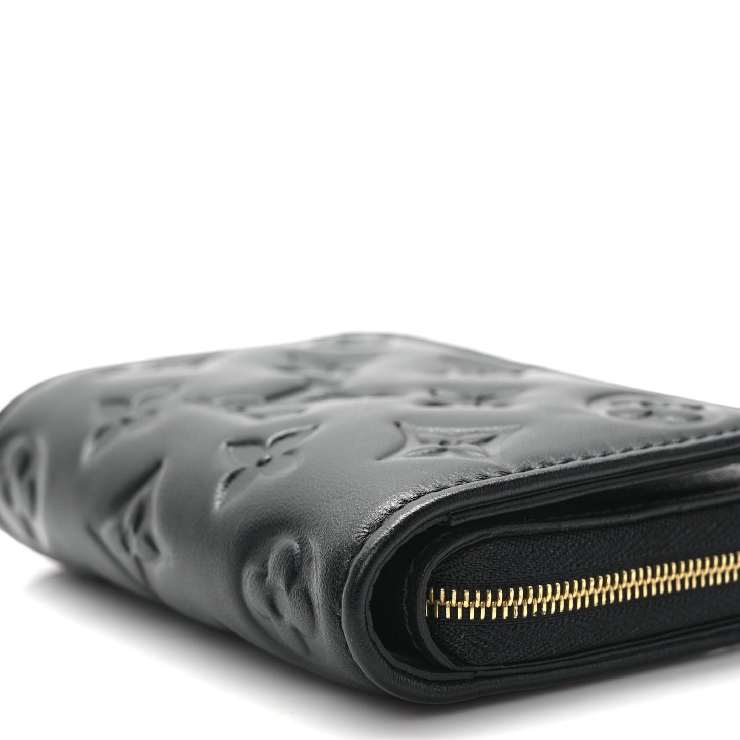 Lambskin Embossed Monogram Lou Coussin Wallet Black