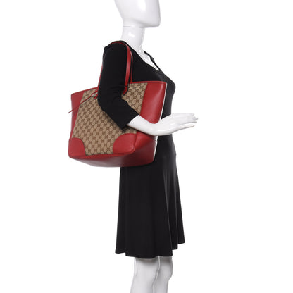 Gucci Monogram Bree Zippered Tote Beige Red 2 of 10