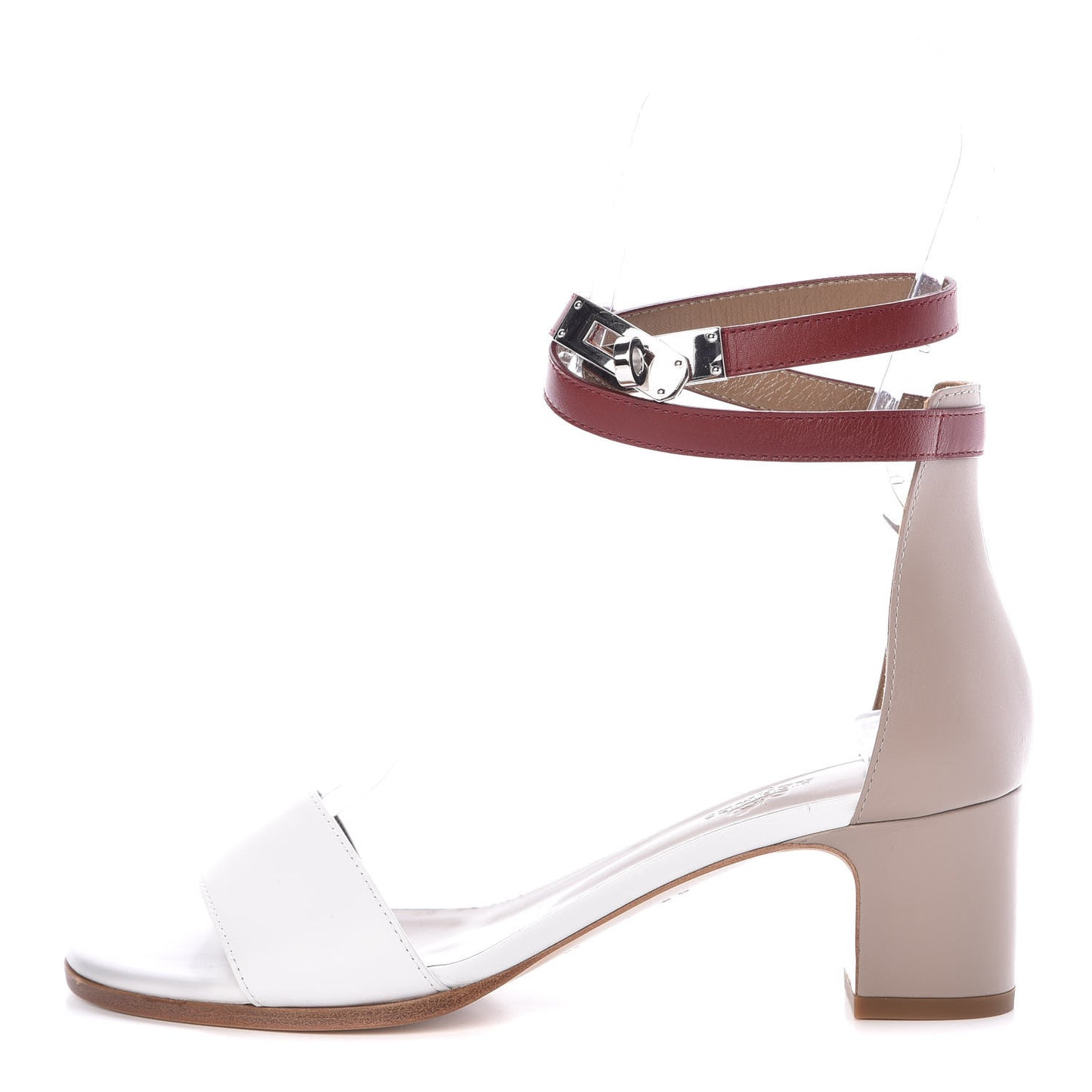 Calfskin Manege Sandals 37.5 Grey Multicolore