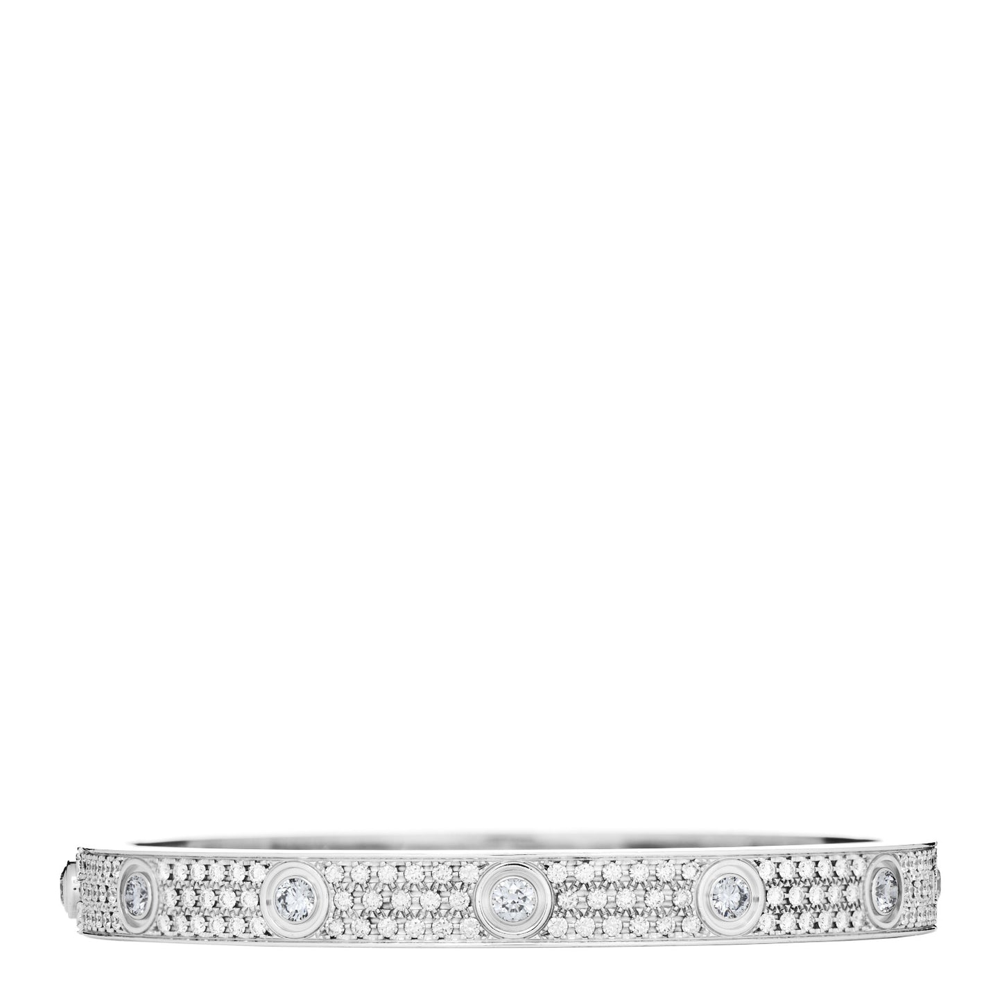 18K White Gold Diamond LOVE Paved Bracelet 17