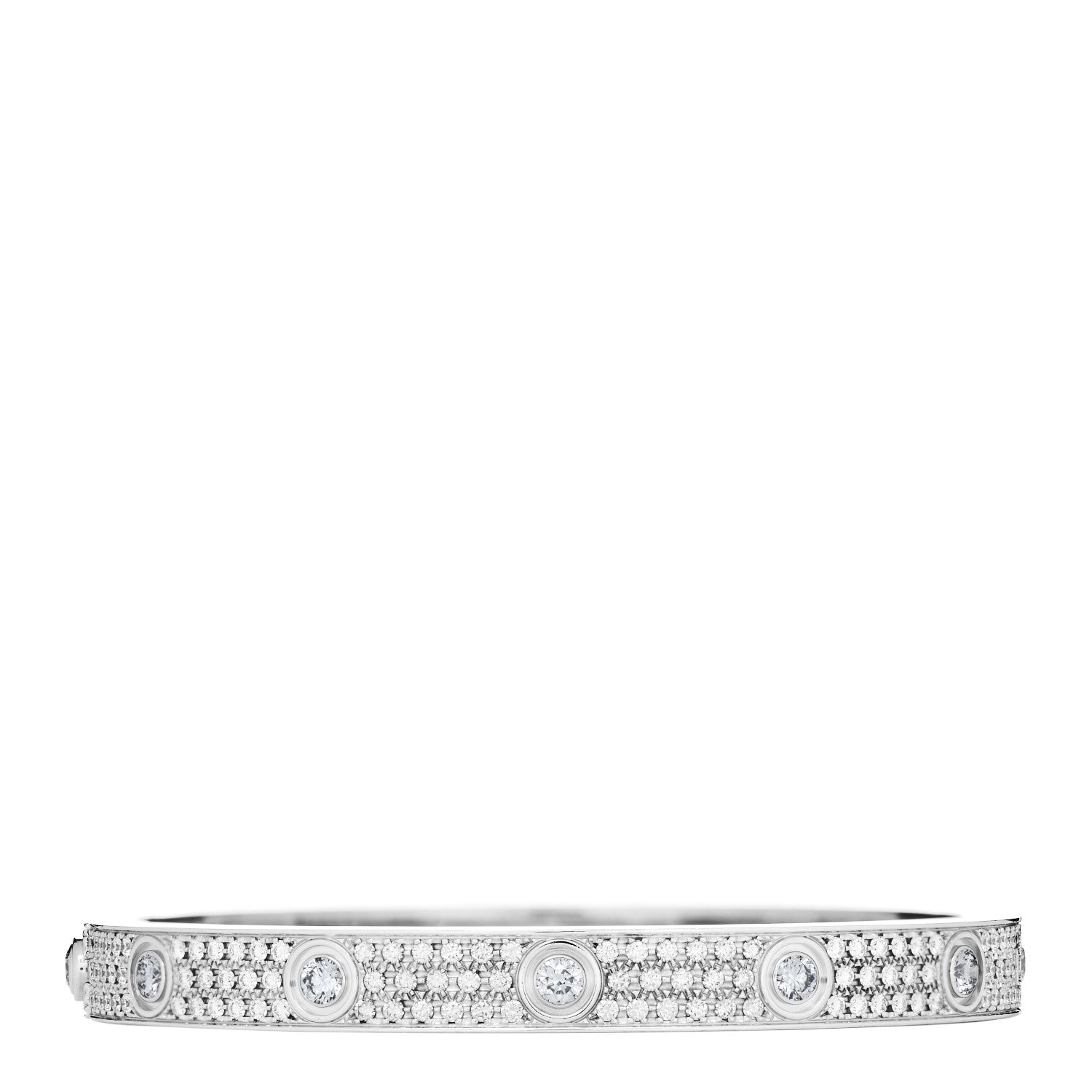 Cartier 18K White Gold Diamond LOVE Paved Bracelet 17 1 of 5