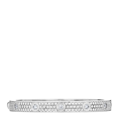 Cartier 18K White Gold Diamond LOVE Paved Bracelet 17 1 of 5