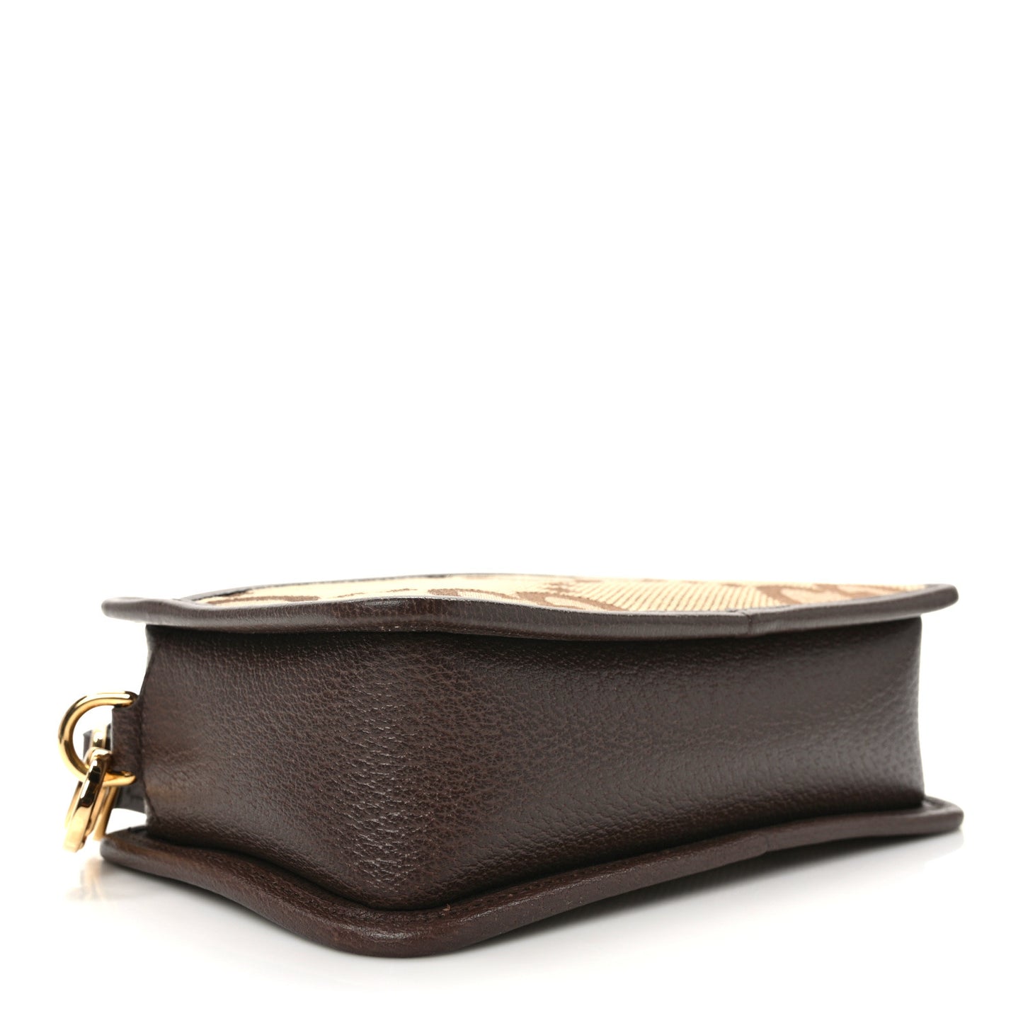 Monogram Jumbo GG Textured Dollar Calfskin Web Mini Crossbody Bag Camel Ebony New Acero
