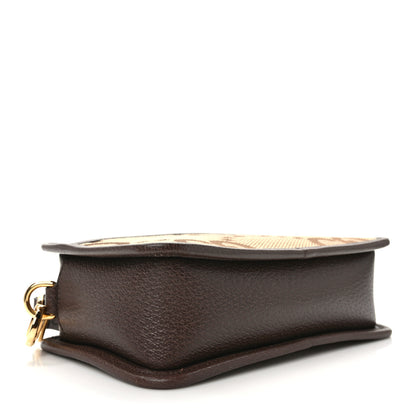 Gucci Monogram Jumbo GG Textured Dollar Calfskin Web Mini Crossbody Bag Camel Ebony New Acero 4 of 16
