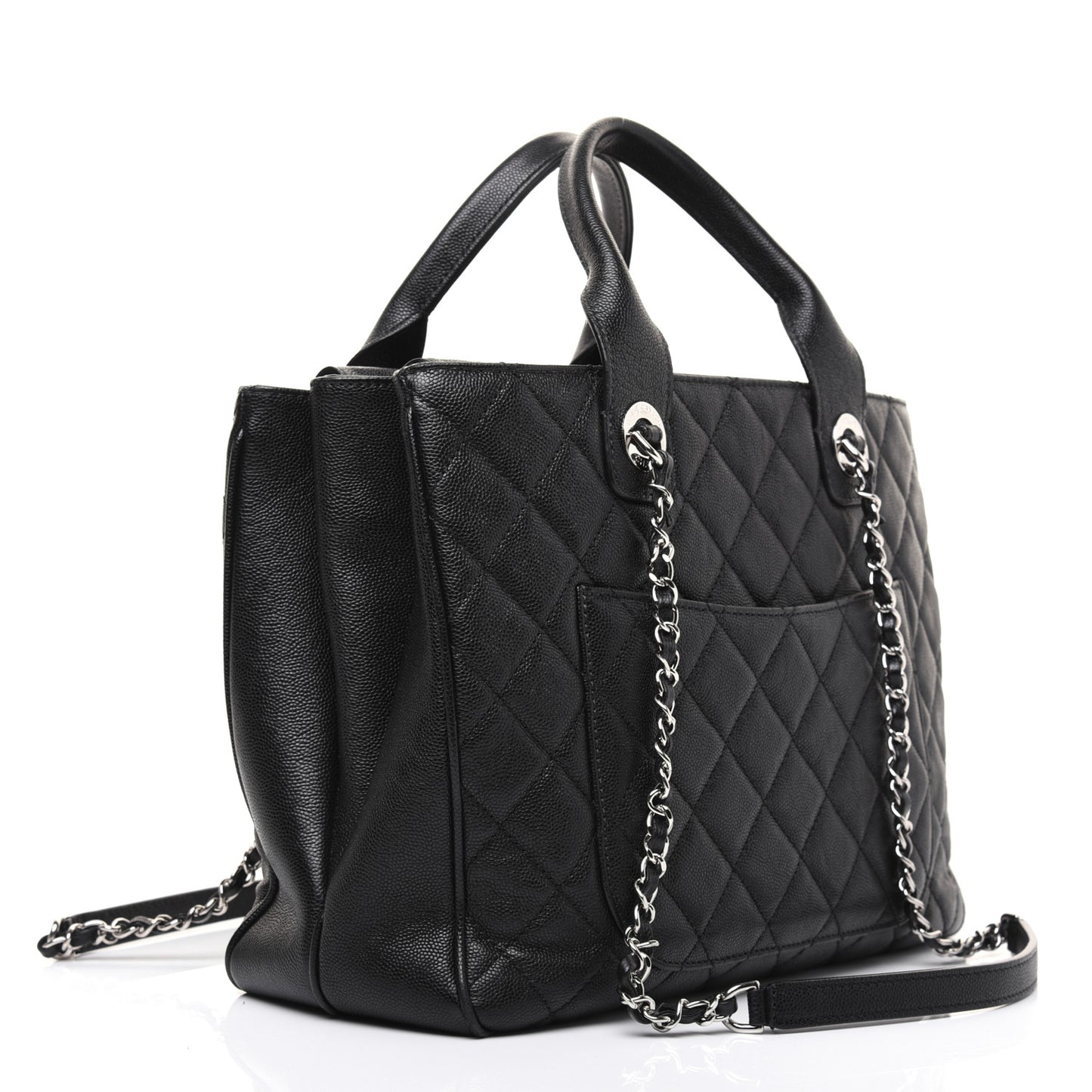 Caviar Quilted Urban Companion Top Handle Shopping Tote Black