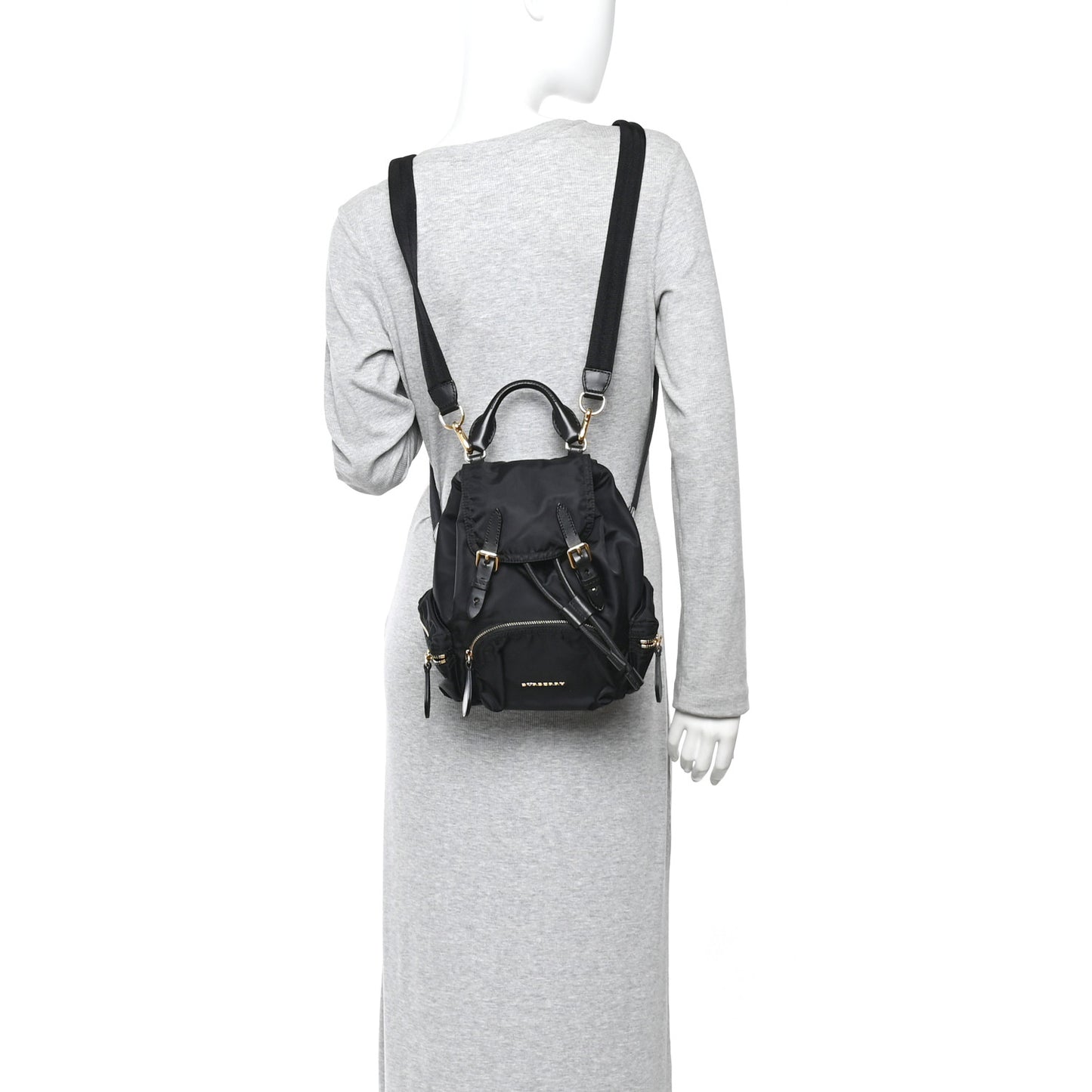 Nylon Small Crossbody Rucksack Backpack Black