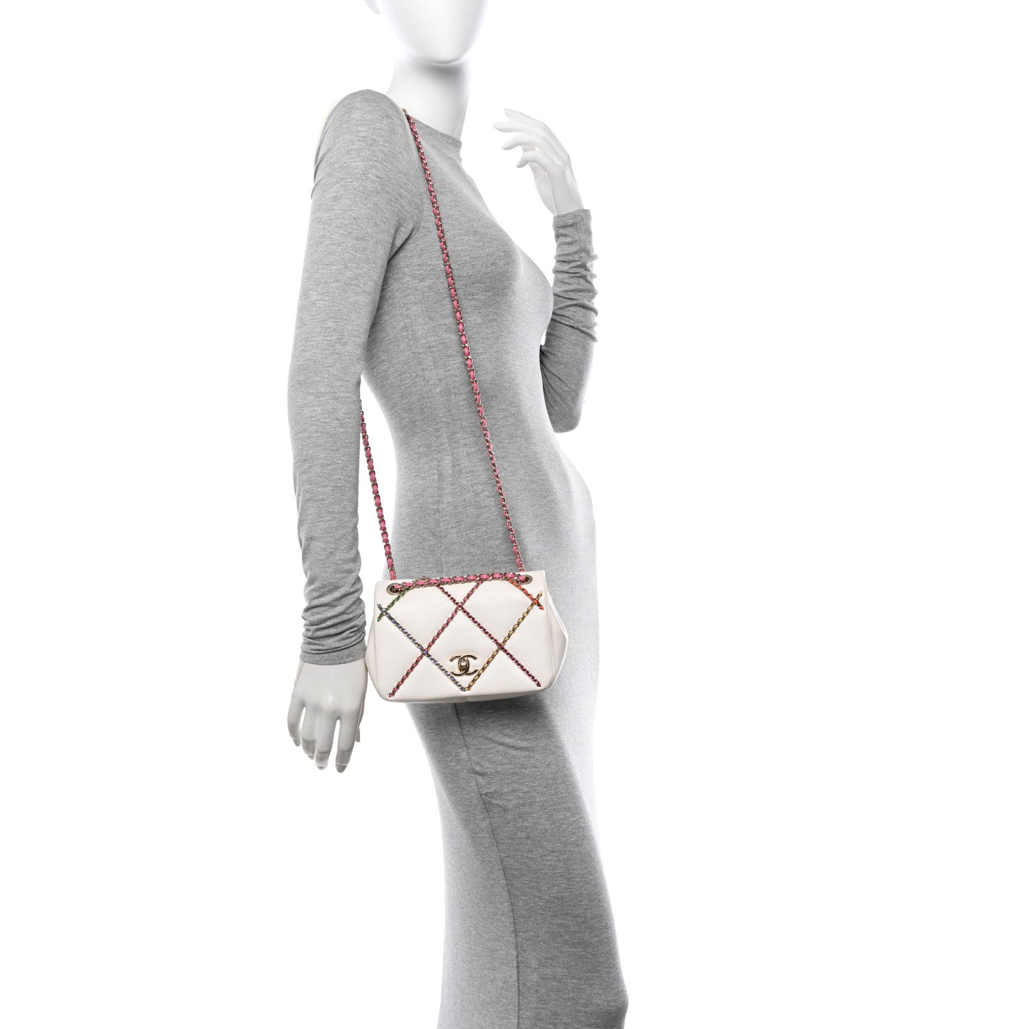 Chanel Lambskin Small Entwined Chain Flap White Multicolor 2 of 11