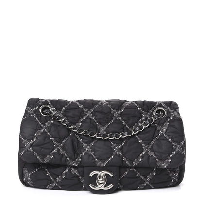 Chanel Nylon Quilted Tweed Stitch Medium Bubble Flap Black 1 of 13