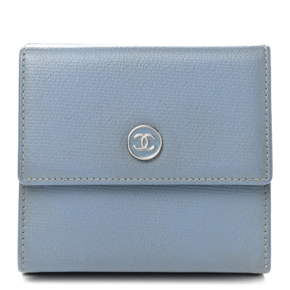 Chanel Grained Calfskin CC Button Compact Wallet Blue 1 of 10