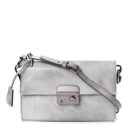 Prada Spazzolato Sound Shoulder Bag Grigio 1 of 9