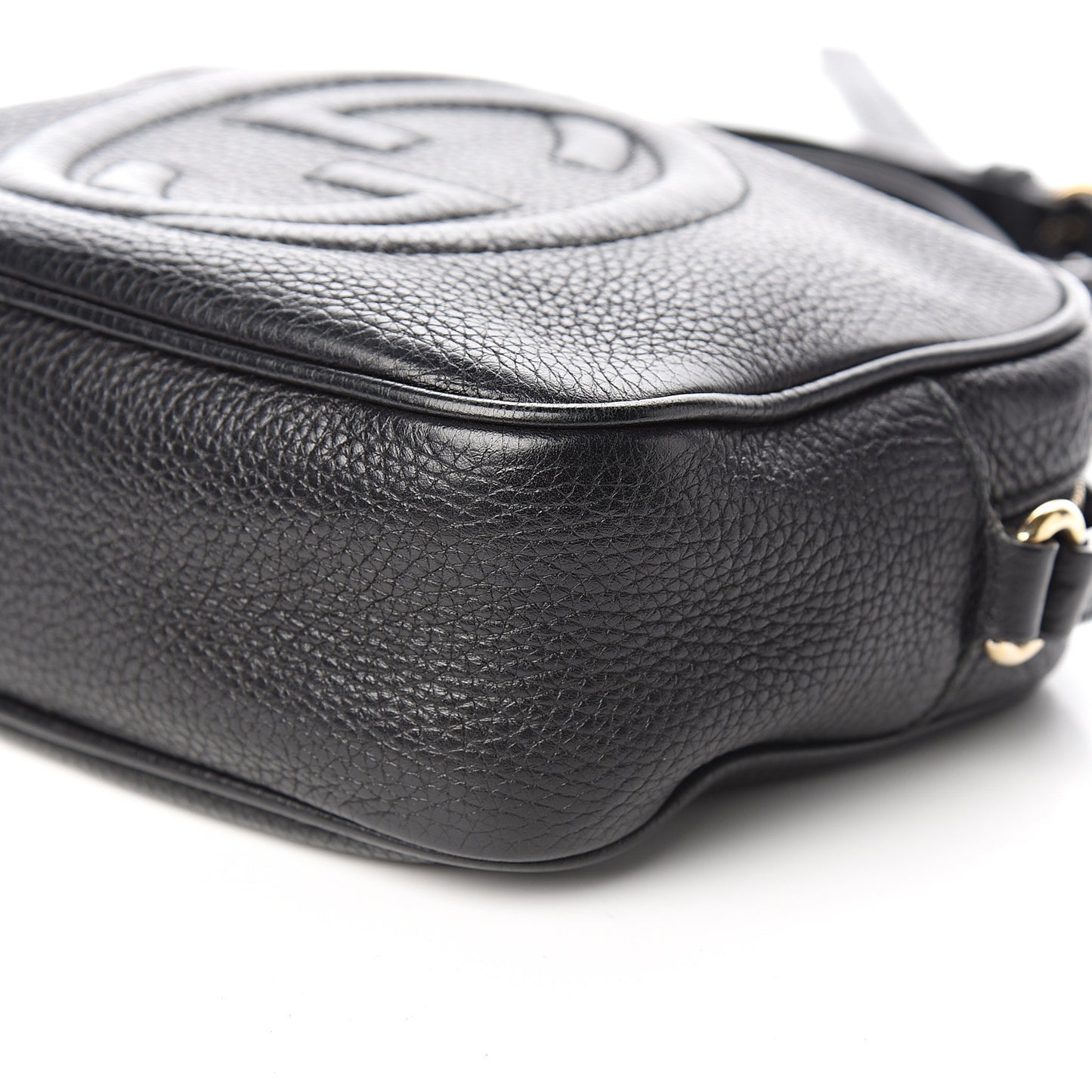 Pebbled Calfskin Small Soho Disco Bag Black