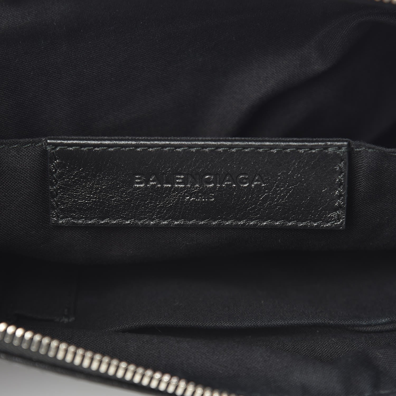 Balenciaga Calfskin Allover Logo Medium Clip Pouch Black 6 of 8