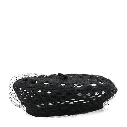 Christian Dior Mesh Arty Veil Beret 58 Black 1 of 8